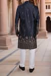 Shop_Arihant Rai Sinha_Blue Silk, Polyester, Viscose Embroidery, Sequins Thread Sherwani Set _at_Aza_Fashions