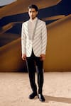 Buy_Amaare_Ivory Silk, Wool Embroidery Designer Kir Tuxedo Set _at_Aza_Fashions