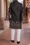 Shop_Arihant Rai Sinha_Black Silk, Polyester, Viscose Embroidery, Sequins Thread Sherwani Set _at_Aza_Fashions