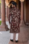 Shop_Arihant Rai Sinha_Maroon Velvet, Polyester, Viscose Embroidery, Sequins Sherwani And White Pant Set _at_Aza_Fashions