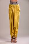 Buy_AK-OK_Blue Embroidery Round Neck, Collared Blouse And Draped Skirt Set 