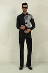 Buy_Courtyard By Abhi_Black Lycra Handpainted Shirt And Trouser _at_Aza_Fashions