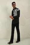 Shop_Courtyard By Abhi_Black Lycra Handpainted Shirt And Trouser 
