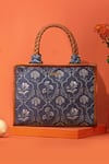 Amyra_Blue Embroidery Jharokha Handbag _Online_at_Aza_Fashions