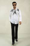Buy_Courtyard By Abhi_White Lycra Black Handpainted Shirt And Trouser _at_Aza_Fashions