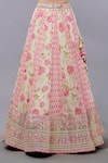 Gopi Vaid_Ivory Cotton, Silk, Net Sequins, Embroidery V-neck Floral Lehenga Set _at_Aza_Fashions