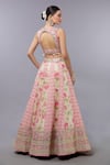 Shop_Gopi Vaid_Ivory Cotton, Silk, Net Sequins, Embroidery V-neck Floral Lehenga Set _at_Aza_Fashions