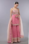 Gopi Vaid_Pink Cotton, Silk, Net Zari, Embroidery Open Neck Kurta Sharara Set _at_Aza_Fashions