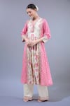 Shop_Gopi Vaid_Pink Cotton, Silk, Linen, Satin Embroidery Floral Print Anarkali Palazzo Set _Online_at_Aza_Fashions