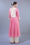Shop_Gopi Vaid_Pink Cotton, Silk, Linen, Satin Embroidery Floral Print Anarkali Palazzo Set _at_Aza_Fashions