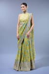 Gopi Vaid_Yellow Georgette, Cotton, Silk Sequins, Embroidery Designer Sharara Saree Set _Online_at_Aza_Fashions