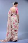 Shop_Gopi Vaid_Ivory Organza, Cotton, Silk, Lycra Sequins, Embroidery Floral Print Saree Set _at_Aza_Fashions