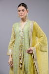 Gopi Vaid_Yellow Cotton, Silk, Linen, Satin, Net Tassels, Sequins Split Designer Kurta Set _Online_at_Aza_Fashions