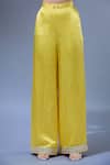 Shop_Gopi Vaid_Yellow Cotton, Silk, Linen, Satin, Net Tassels, Sequins Split Designer Kurta Set _Online_at_Aza_Fashions