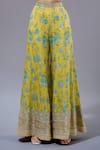 Buy_Gopi Vaid_Yellow Cotton, Silk Embroidery Sweetheart Neck, Round Floral Print Kurta Set _Online_at_Aza_Fashions