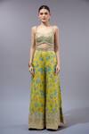 Gopi Vaid_Yellow Cotton, Silk Embroidery Sweetheart Neck, Round Floral Print Kurta Set _at_Aza_Fashions