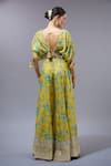 Shop_Gopi Vaid_Yellow Georgette, Cotton, Silk Tassels V-neck Floral Printed Palazzo Set _at_Aza_Fashions