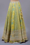 Gopi Vaid_Yellow Cotton, Silk, Net Sequins, Zari, Beads V-neck Classic Lehenga Set _Online_at_Aza_Fashions