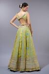 Shop_Gopi Vaid_Yellow Cotton, Silk, Net Sequins, Zari, Beads V-neck Classic Lehenga Set _at_Aza_Fashions