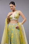 Shop_Gopi Vaid_Yellow Cotton, Silk, Net Sequins, Zari, Beads V-neck Classic Lehenga Set _Online_at_Aza_Fashions