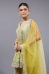 Gopi Vaid_Yellow Cotton, Silk, Net Embroidery, Sequins Designer Kurta Set With Dupatta _Online_at_Aza_Fashions