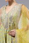 Shop_Gopi Vaid_Yellow Cotton, Silk, Net Embroidery, Sequins Designer Kurta Set With Dupatta _Online_at_Aza_Fashions