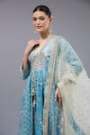 Buy_Gopi Vaid_Blue Cotton, Silk, Lycra, Net Tassels V-neck Designer Anarkali Set With Dupatta _Online_at_Aza_Fashions