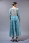 Shop_Gopi Vaid_Blue Cotton, Silk, Lycra, Net Tassels V-neck Designer Anarkali Set With Dupatta _at_Aza_Fashions