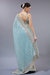 Shop_Gopi Vaid_Blue Georgette, Cotton, Silk, Lycra Sequins, Designer Pre-draped Saree Set _at_Aza_Fashions