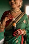 Nimbu Mirchi_Emerald Green Zari, Sequins Embroidered Saree And Unstitched Blouse Piece _Online_at_Aza_Fashions