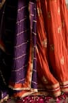 Nimbu Mirchi_Rust Chanderi Zari, Sequins V-neck Embroidered Sharara Set _Online_at_Aza_Fashions