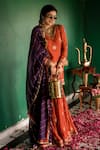 Buy_Nimbu Mirchi_Rust Chanderi Zari, Sequins V-neck Embroidered Sharara Set _at_Aza_Fashions
