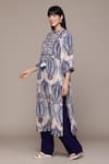 Ritu Kumar_Beige Viscose Round Neck Rubani Print Kurta With Palazzo _Online_at_Aza_Fashions