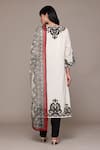 Shop_Ritu Kumar_Black Cotton Embroidery Round Neck Ecru Inlay Kurta Set With Pant And Dupatta _at_Aza_Fashions