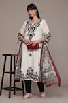 Buy_Ritu Kumar_Black Cotton Embroidery Round Neck Ecru Inlay Kurta Set With Pant And Dupatta _at_Aza_Fashions
