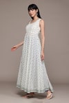 Buy_Ritu Kumar_Off White Cotton, Viscose Embroidery, Tassels Round Neck Tisya Anarkali Set _Online_at_Aza_Fashions