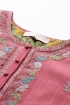 Ritu Kumar_Pink Cotton, Silk, Viscose Embroidery Round Neck Piera Solid Kurta Set _Online_at_Aza_Fashions