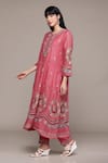 Buy_Ritu Kumar_Pink Cotton, Silk, Viscose Embroidery Round Neck Piera Solid Kurta Set _Online_at_Aza_Fashions