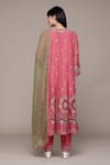 Shop_Ritu Kumar_Pink Cotton, Silk, Viscose Embroidery Round Neck Piera Solid Kurta Set _at_Aza_Fashions