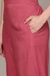Ritu Kumar_Pink Cotton, Silk, Viscose Embroidery Round Neck Piera Solid Kurta Set _at_Aza_Fashions