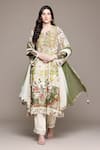 Buy_Ritu Kumar_Off White Cotton, Silk, Viscose Embroidery Pierra Kurta Set With Pant And Dupatta 