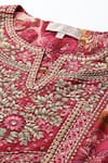 Ritu Kumar_Pink Viscose, Lycra Embroidery Round Neck Calabria Kurta With Churidar And Dupatta _Online