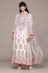 Shop_Ritu Kumar_White Viscose Embroidery Round Neck Pratika Kurta Set With Pant And Dupatta _Online_at_Aza_Fashions