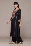 Buy_Ritu Kumar_Black Viscose Embroidery Round Neck Arith Solid Kurta Set _Online_at_Aza_Fashions