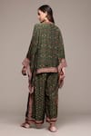 Shop_Ritu Kumar_Green Viscose Embroidery Crew Neck Gopuram Shirt And Pant Co-ord Set _at_Aza_Fashions