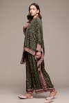 Buy_Ritu Kumar_Green Viscose Embroidery Crew Neck Gopuram Shirt And Pant Co-ord Set _Online_at_Aza_Fashions