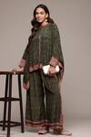 Buy_Ritu Kumar_Green Viscose Embroidery Crew Neck Gopuram Shirt And Pant Co-ord Set _at_Aza_Fashions