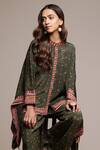 Shop_Ritu Kumar_Green Viscose Embroidery Crew Neck Gopuram Shirt And Pant Co-ord Set _Online_at_Aza_Fashions