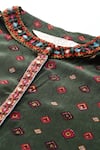 Shop_Ritu Kumar_Green Viscose Embroidery Crew Neck Gopuram Shirt And Pant Co-ord Set 
