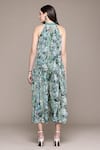 Shop_Ritu Kumar_Blue Viscose Embroidery Crew Neck Calabria Jumpsuit _at_Aza_Fashions